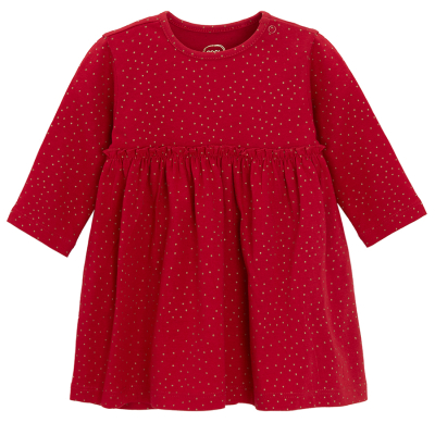 Bavlněné šaty s dlouhým rukávem- červené - 62 RED