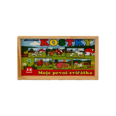 Kostky kubus Moje první zvířátka dřevo 15ks 20x13x5