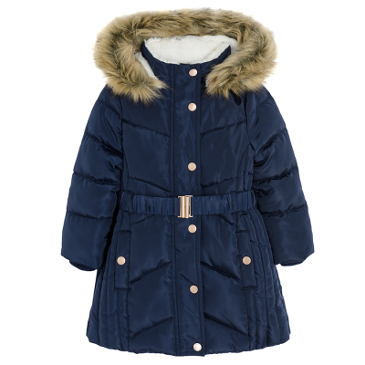 Zateplený kabát s kapucí- modrý - 92 NAVY BLUE