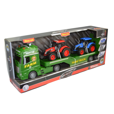 City Service Car - 1:12 Farmářský tahač s vlekem a 2 traktory