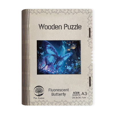 Wooden puzzle Fluorescent Butterfly A3