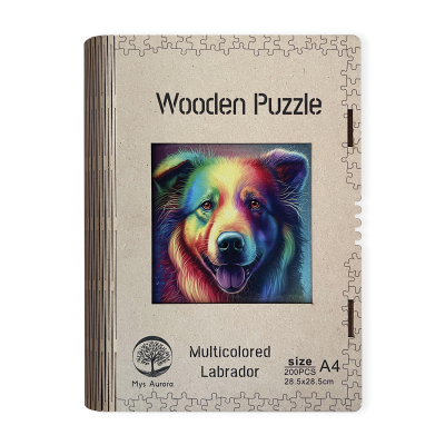 Wooden puzzle Multicolored Labrador A4