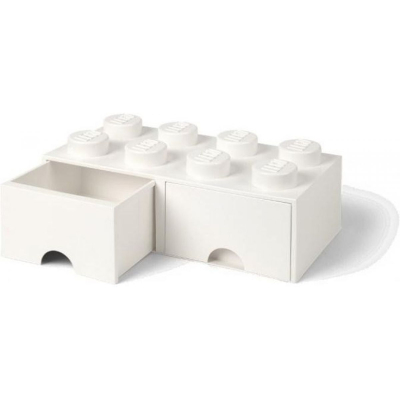 LEGO úložný box 8 s šuplíky - bílá