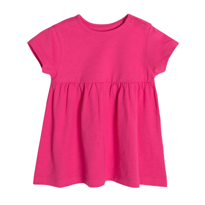 Basic šaty s krátkým rukávem- fuchsiové - 68 FUCHSIA