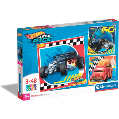 Clementoni - Puzzle 3x48 Square Hot Wheels