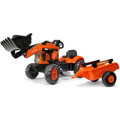 FALK Šlapací traktor 2065AM Kubota s nakladačem a přívěsem