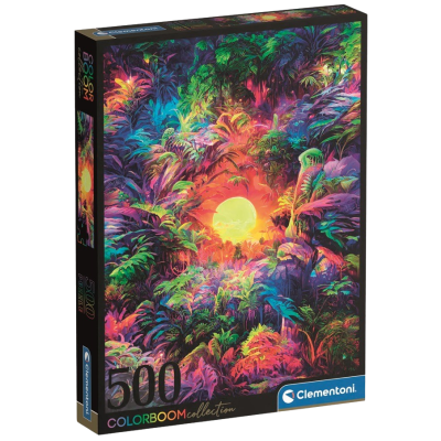 Clementoni - Puzzle 500 Color Boom Psychedelic Jungle Sunrise
