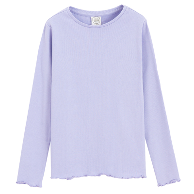 Žebrované tričko s dlouhým rukávem -fialové - 134 VIOLET