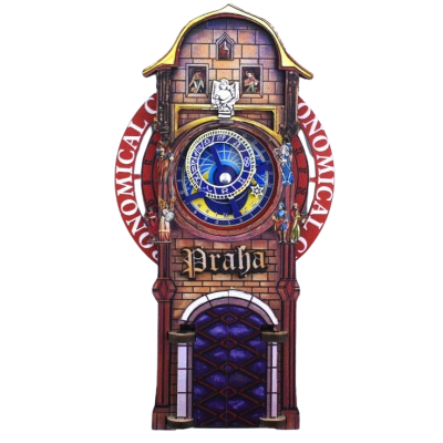Dřevěná magnetka Noční Pražský orloj