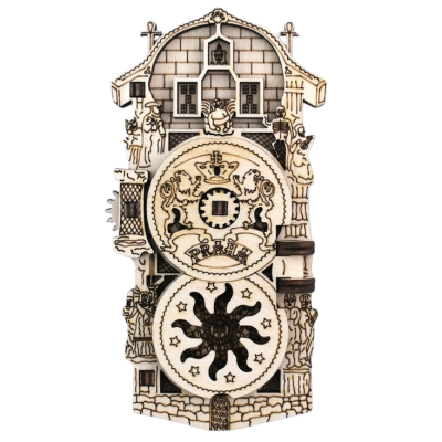 Dřevěná magnetka Pražský orloj natural