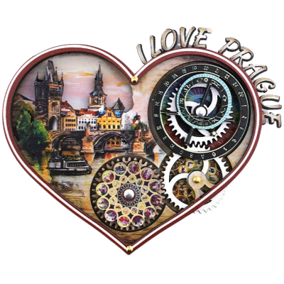 Dřevěná magnetka srdce I LOVE PRAGUE