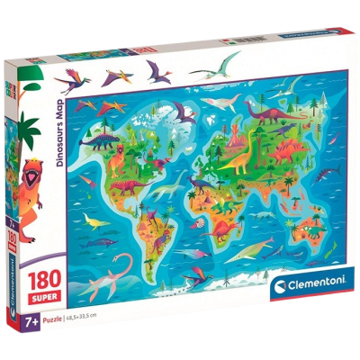 Clementoni - Puzzle 180 Dinosauří mapa