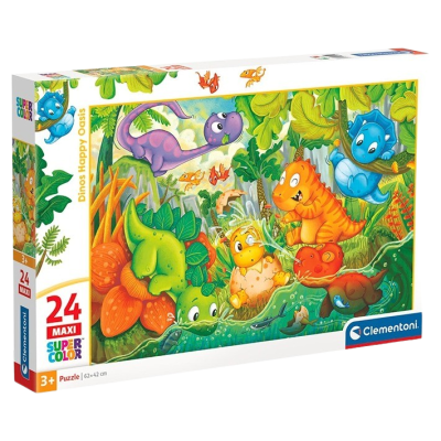 Clementoni - Puzzle 24 Šťastná oáza dinosaurů MAXI
