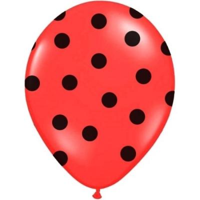 Balónky latexové červené s černými puntíky 6 ks