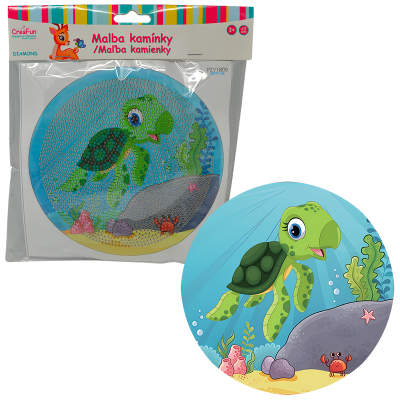 Diamantové malování s rámem - Kreslená želvička 17 cm