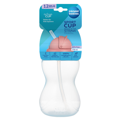 Láhev sportovní se slámkou 370 ml modrá