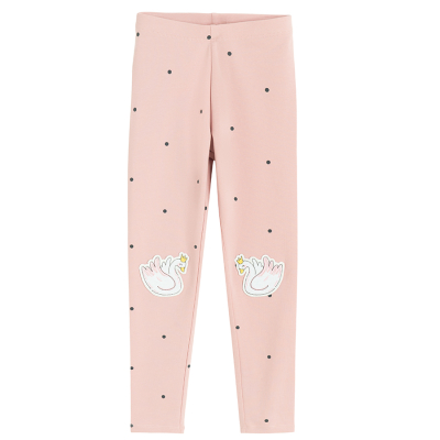 Legíny s aplikací na kolenou- růžové - 116 LIGHT PINK