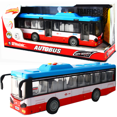 Městský autobus na setrvačník s osvětlením a zvukem - červený