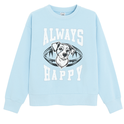 Mikina s potiskem- tyrkysová - 134 LIGHT BLUE