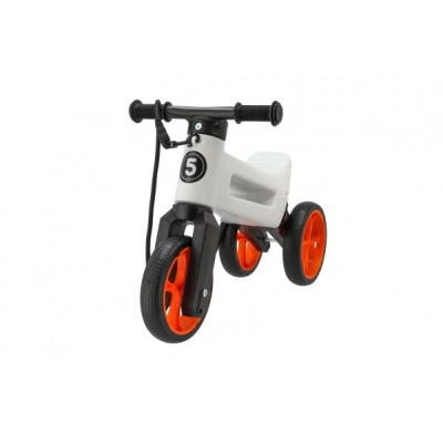 Odrážedlo Funny Wheels Rider SuperSport bílé/oranž. 2v1 s popruhem