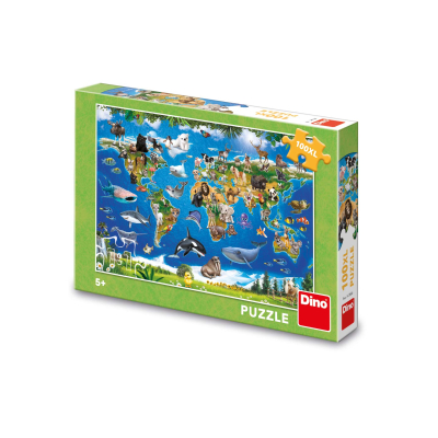Puzzle 100 dílků Mapa zvířat XL