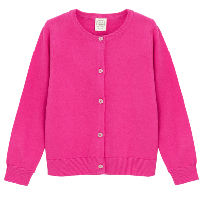 Zapínací svetřík- růžový - 98 FUCHSIA
