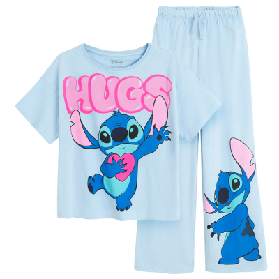 Bavlněné pyžamo Lilo a Stitch- modré - 146 LIGHT BLUE