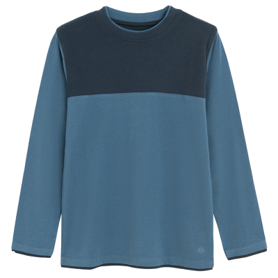 Bavlněné tričko s dlouhým rukávem- modré - 134 NAVY BLUE