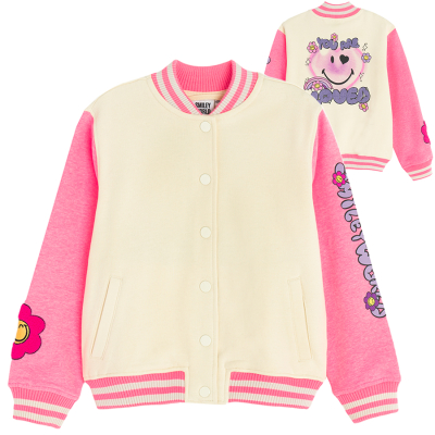 Bomber mikina Smiley World- bílá - 98 CREAMY