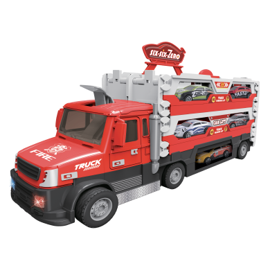 Hasičský truck 2v1 se světlem a zvukem a 6 auty