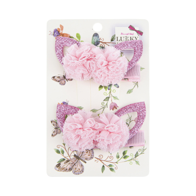 Lukky Fashion Klipy pom-pom růžová s flitry
