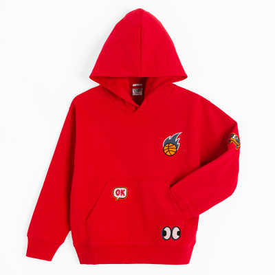 Mikina s kapucí- červená - 98 RED