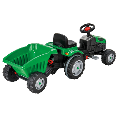 Traktor šlapací s valníkem zelený