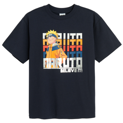 Tričko s krátkým rukávem a potiskem Naruto- černé - 140 DARK BLUE