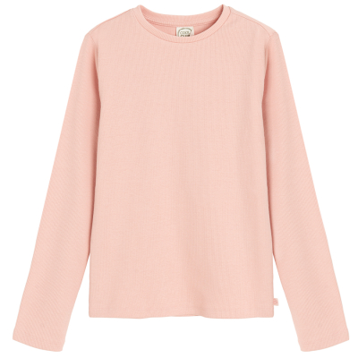 Žebrované tričko s dlouhým rukávem- růžové - 134 PINK
