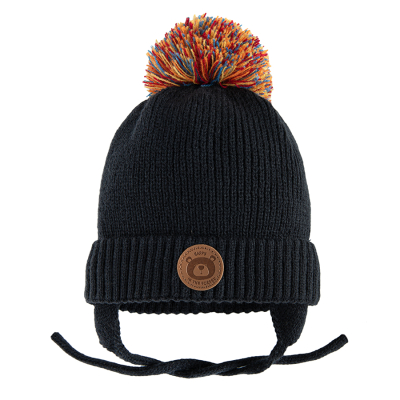 Zimní čepice s bambulí- černá - 40_42 NAVY BLUE