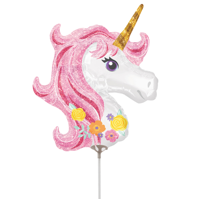 Foliový balónek na tyčce - tvar - Magický Jednorožec