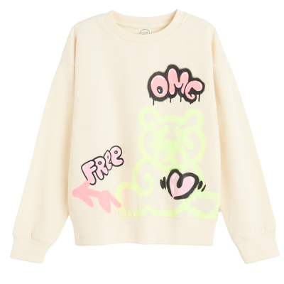 Mikina přes hlavu- krémová - 158 BEIGE