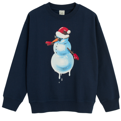 Mikina s vánočním motivem- modrá - 134 NAVY BLUE