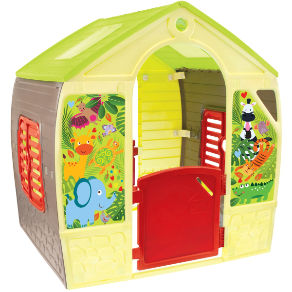 Mochtoys - Dětský zahradní domeček se zvířátky červený