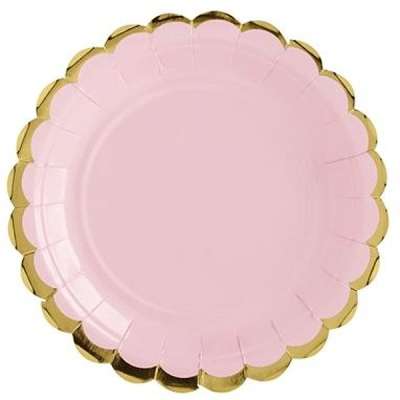 Talíře zlatý okraj růžové  18cm
