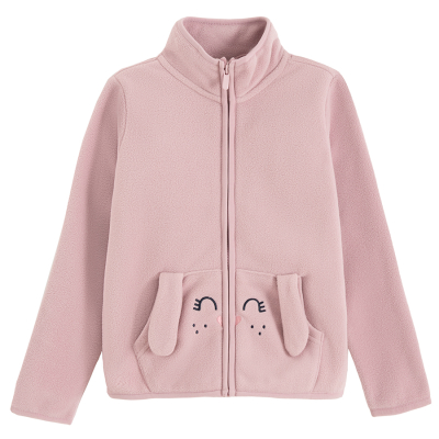 Flísová mikina s aplikací- růžová - 92 PINK