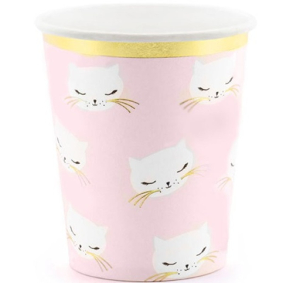 Meow party - kelímky papírové růžové Kočičky  6ks 200ml