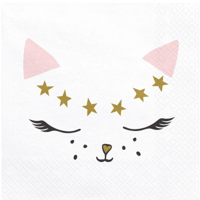 Meow  party s kočkou - ubrousky 33x33 20 ks