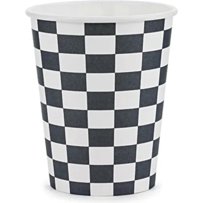 Moto party - Kelímky papírové Kostkovaná vlajka 220 ml 6 ks