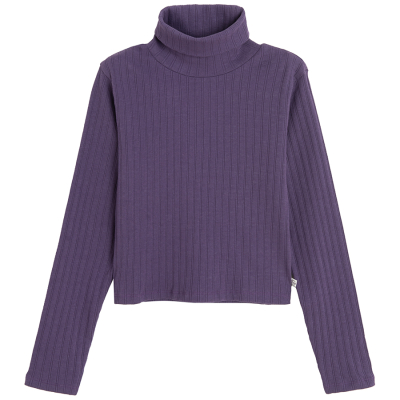 Žebrovaný rolák s dlouhým rukávem- fialový - 158 PURPLE