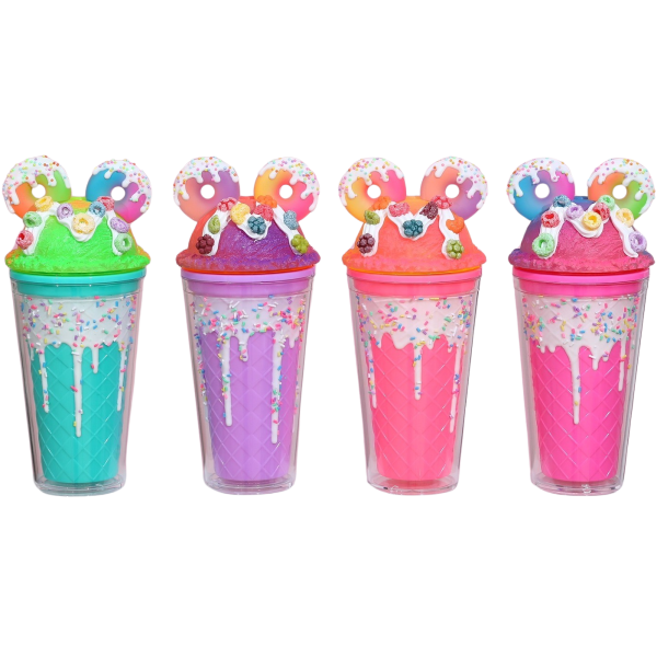 Kelímek s víčkem a brčkem Donuts 480ml - více variant