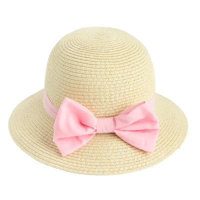 Slaměný klobouk s mašlí- béžový - 50 LIGHT BEIGE