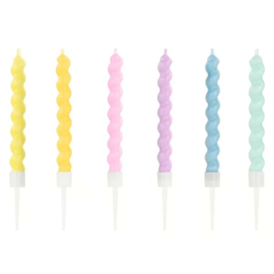 Svíčky dortové kroucené pastel mix 8