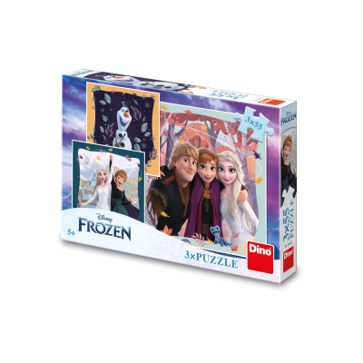 Puzzle 3x55 dílků Ledové království: Radostný podzim